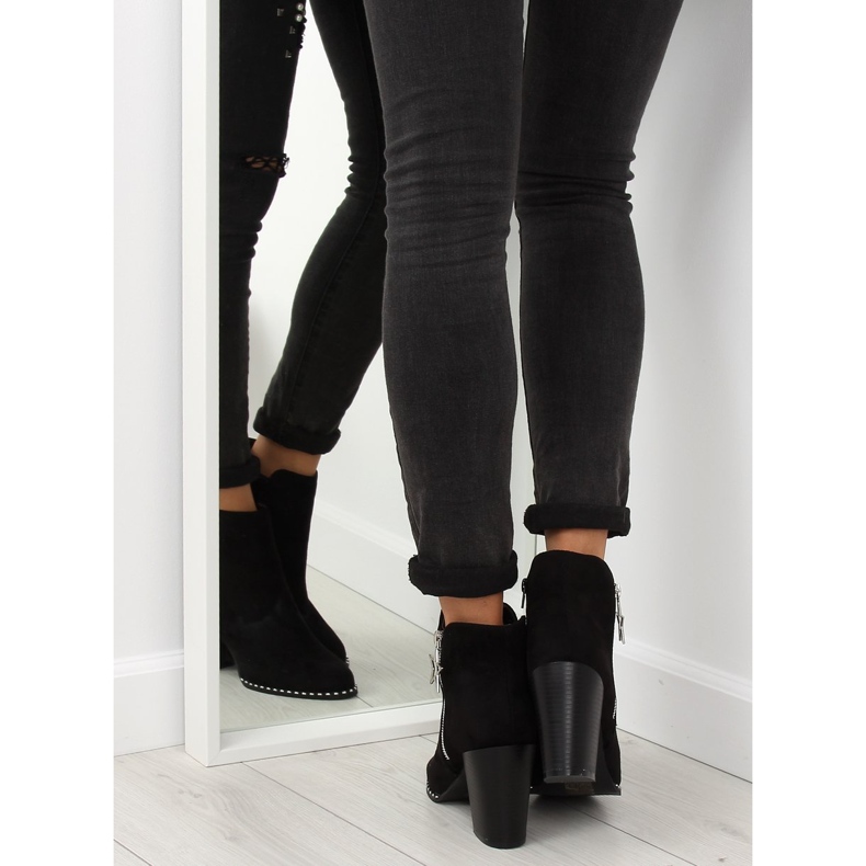 Čizme na stabilnoj peti crne 8576-2 Crne crna 2