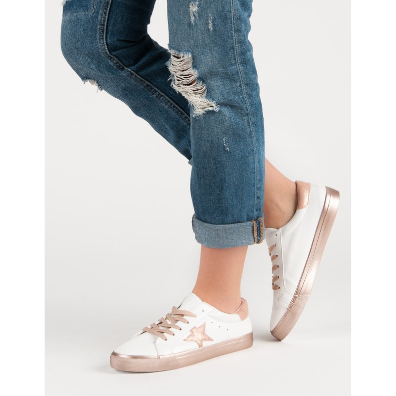 Elegantne niske tenisice bijela žuta boja 2