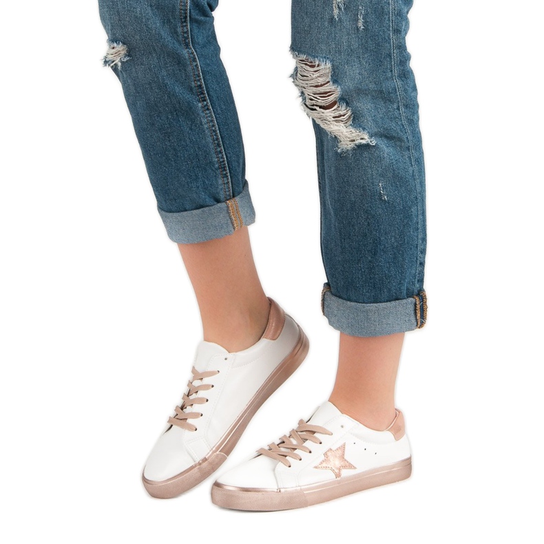 Elegantne niske tenisice bijela žuta boja 1