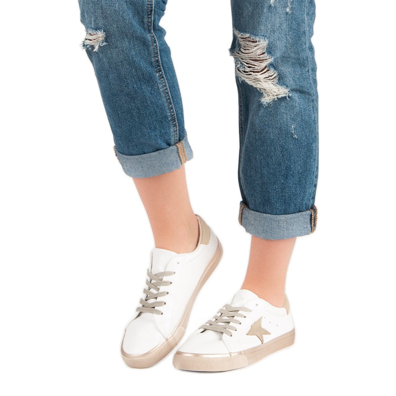 Elegantne niske tenisice bijela žuta boja 1