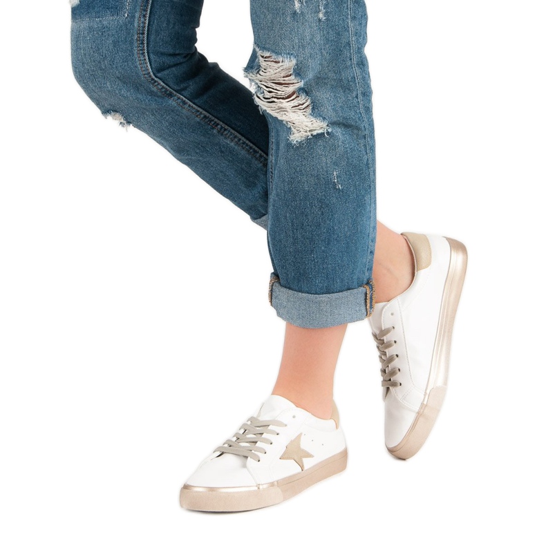 Elegantne niske tenisice bijela žuta boja 2