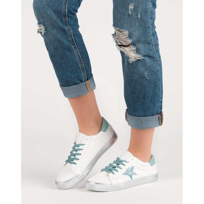 Elegantne niske tenisice bijela plava 2