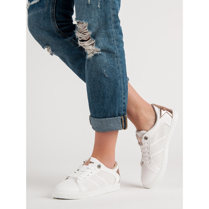 Niske sportske cipele bijela žuta boja 1