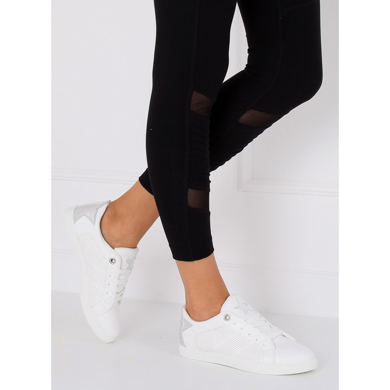 Bijele tenisice sa zvijezdom A6213 BIJELE / SREBRNE bijela 1