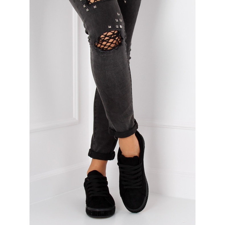 Crne BS098 Crne tenisice s kamenjem crno 2