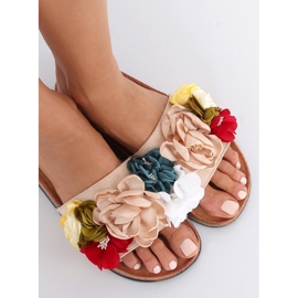 Ženske bež papuče P-848 Bež višebojan ružičasta 1