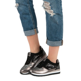 Sportska obuća sa šljokicama crno siva žuta boja 2