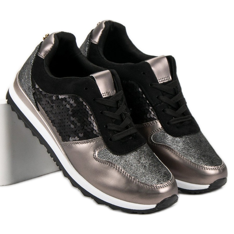 Sportska obuća sa šljokicama crna siva žuta boja 1