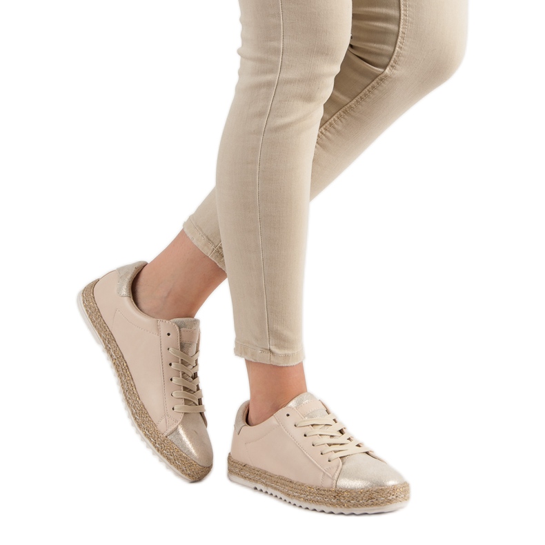 Vezane espadrile smeđa žuta boja 2