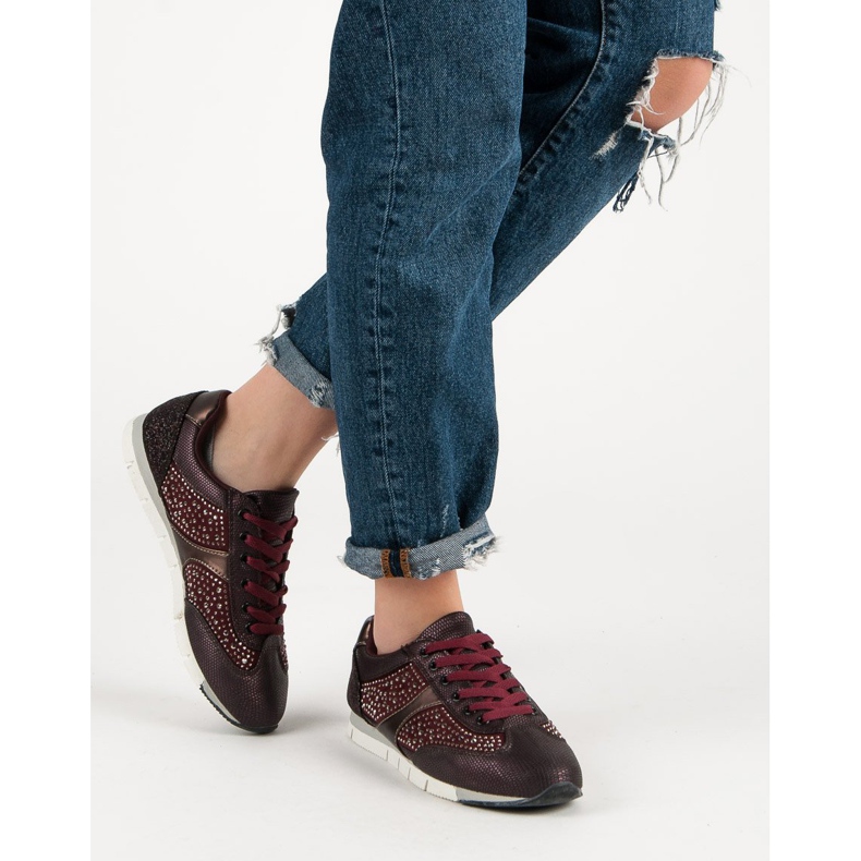 Kylie Sportske cipele s kristalima crvena 2