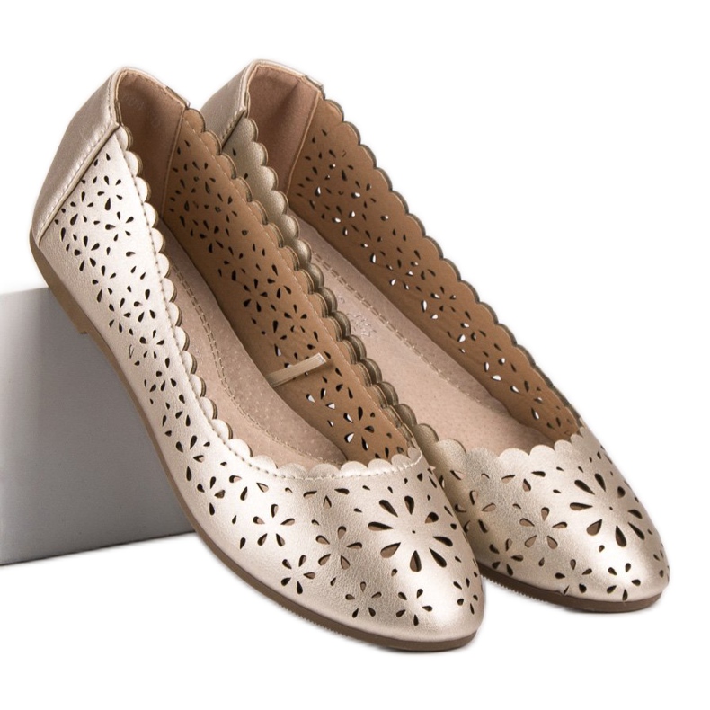 VINCEZA ažurne balerine žuta boja 1