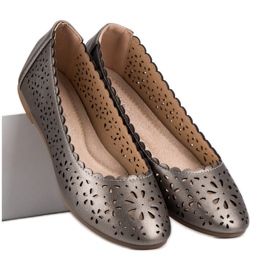 VINCEZA ažurne balerine siva 1