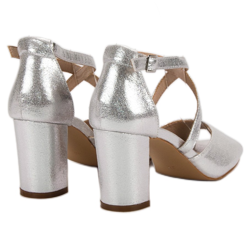 Srebrne sandale na šanku VINCEZA siva 1