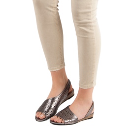 VINCEZA ažur sandale siva 2