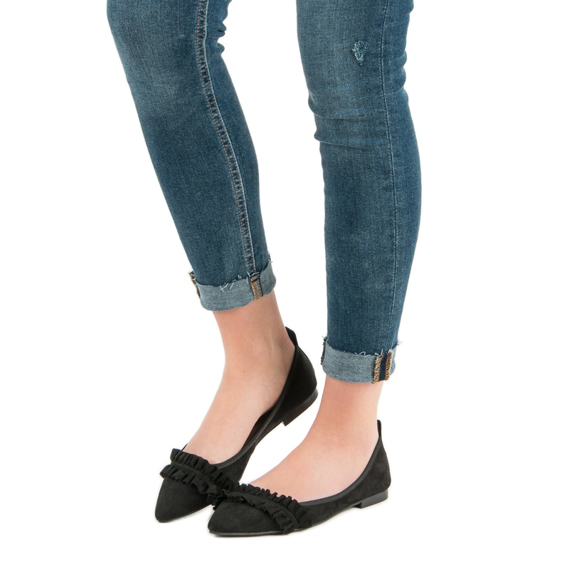 Corina Balerine od antilopa s volanom crna 1