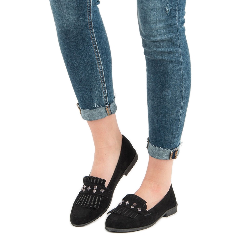 Laura Mode Crne mokasine od antilopa crno 1