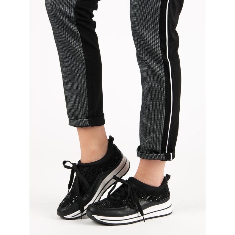 Sportske cipele s kristalima crno 2