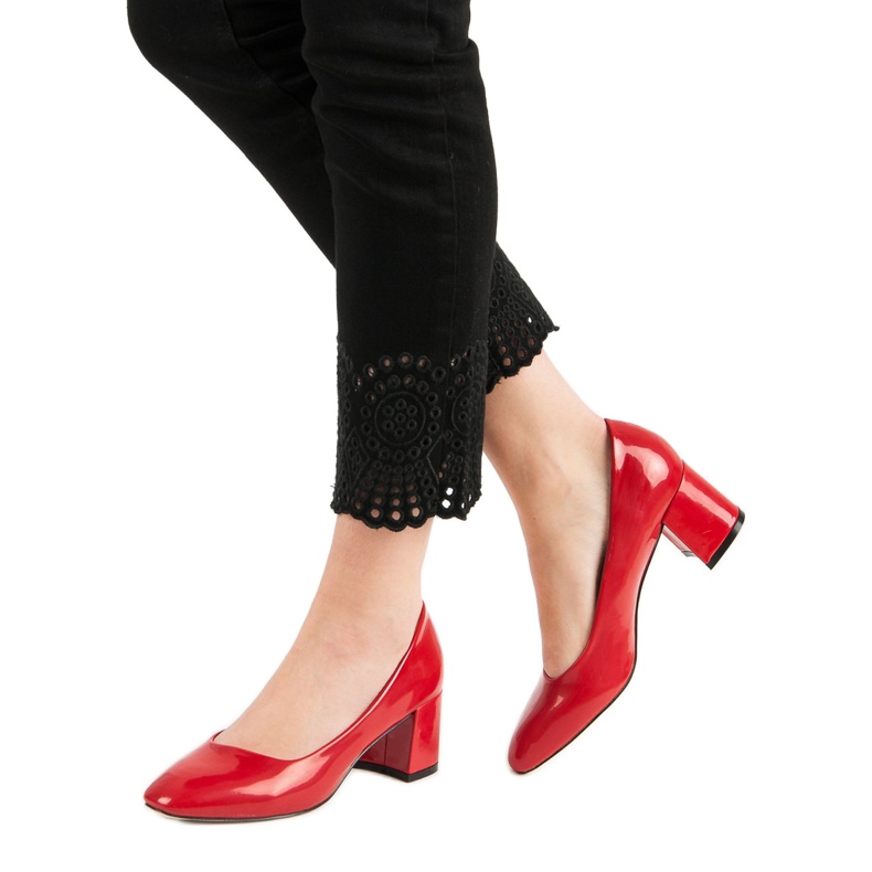 Diamantique Lakirane pumpe na stupu crvena 2