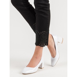 Diamantique Lakirane pumpe na stupu bijela 2