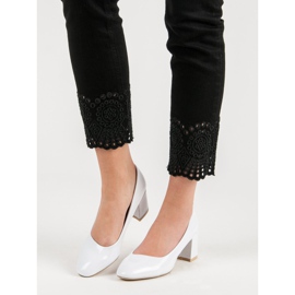 Diamantique Lakirane pumpe na stupu bijela 1