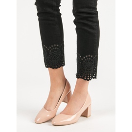 Diamantique Lakirane pumpe na stupu bež 2