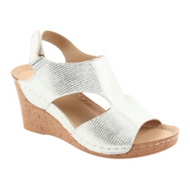 Filippo Srebrne sandale na klin 785 bijela siva 1