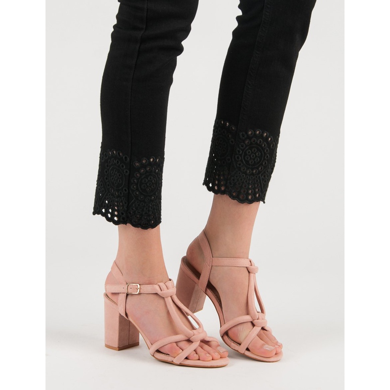 Laura Mode Elegantne sandale na šanku ružičasta 2