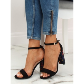 Crne sandale s visokim potpeticama 708-24 Crne crna višebojan 1