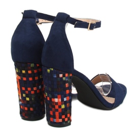 Tamnoplave sandale s visokim potpeticama 708-24 Navy raznobojna mornarsko plava 2
