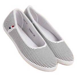 McKey Tekstilna balerina s prugama bijela crna 1