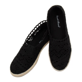 Espadrile od crne čipke JX1020 Crna 2