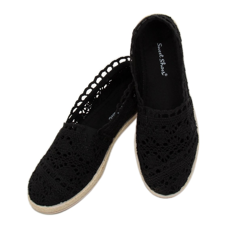 Espadrile od crne čipke JX1020 Crna 2
