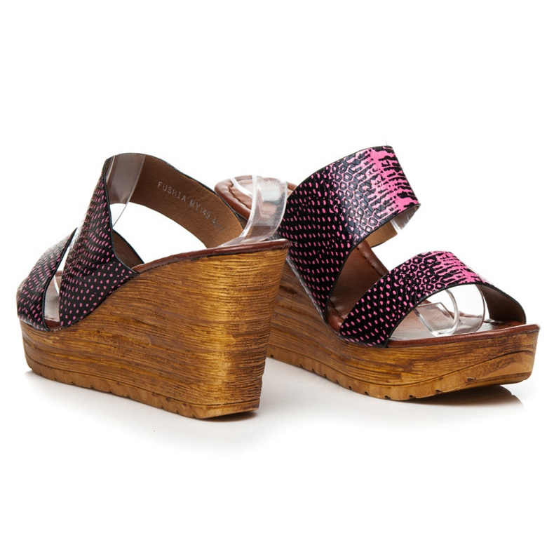 Sergio Todzi Sandale na klin crna ružičasta 1