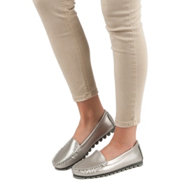 Filippo Srebrne kožne mokasine siva 1