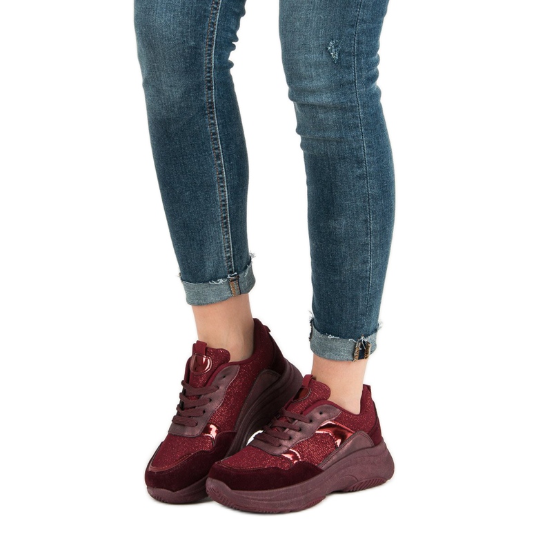 Burgundske tenisice na platformi crvena 1