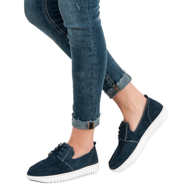 Filippo Kožne mokasine na vezanje plava mornarsko plava 1