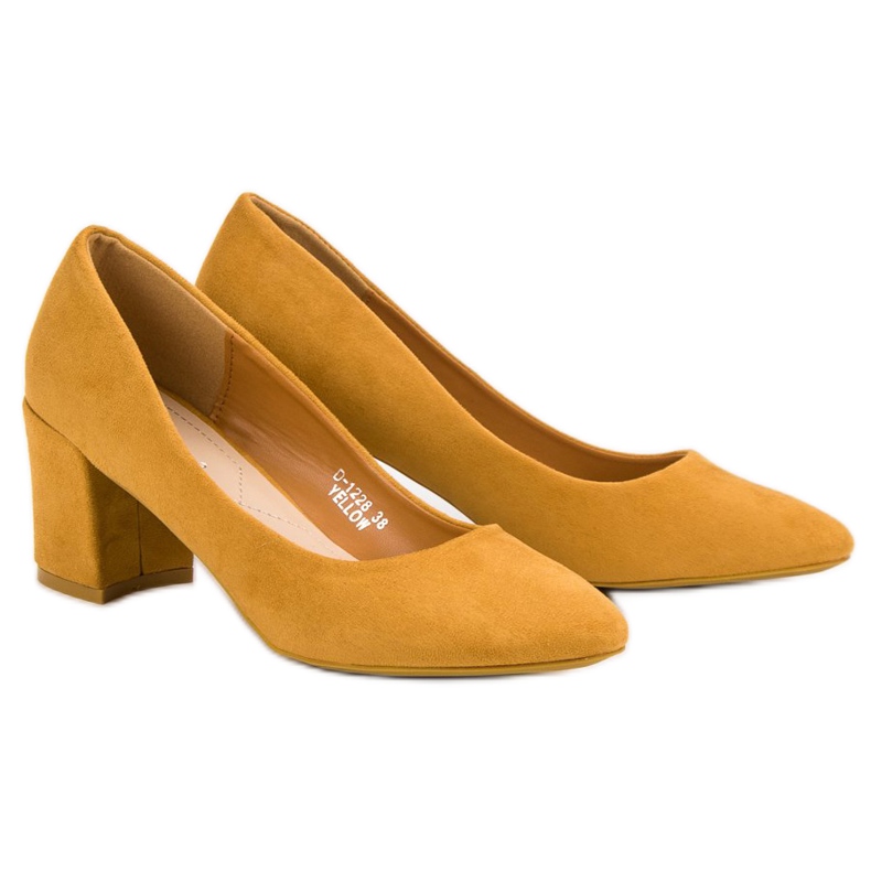 Ideal Shoes Senfne pumpe na šanku žuta boja 2