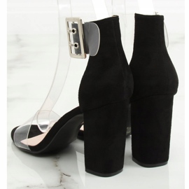 Sandale s prozirnim prugama crne B4-0218H Crne crno 1