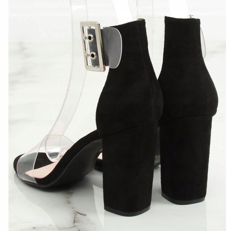 Sandale s prozirnim prugama crne B4-0218H Crne crno 1