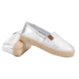 Modne srebrne espadrile siva 1