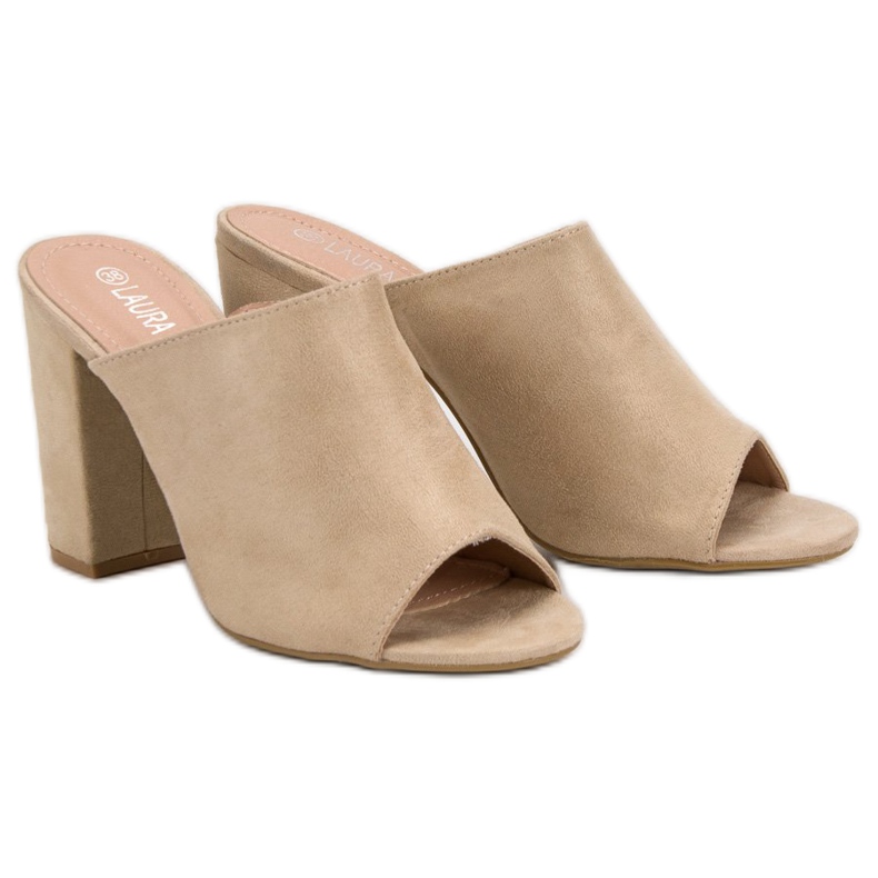 Laura Mode Papuče od antilopa na šanku smeđa 2