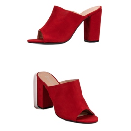 Laura Mode Papuče od antilopa na šanku crvena 2