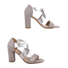 Super Mode Sive sandale na štiklu siva 1