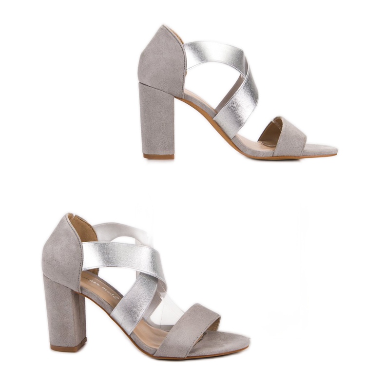 Super Mode Sive sandale na štiklu siva 1