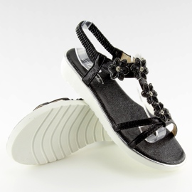 Udobne sandale s cvijećem crne 127-58 crne II-GAT crno 2