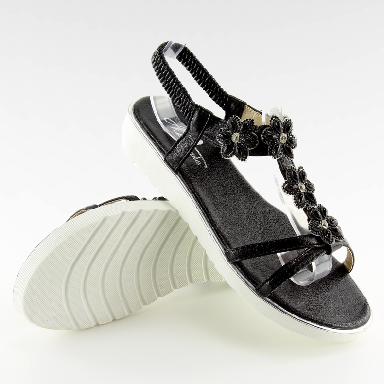 Udobne sandale s cvijećem crne 127-58 crne II-GAT crno 2