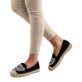 Small Swan Espadrile od antilopa s ukrasima crna 2