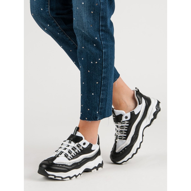 Tenisice sa sjajem bijela crna 1