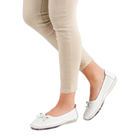 VINCEZA ažurne kožne balerinke bijela 2