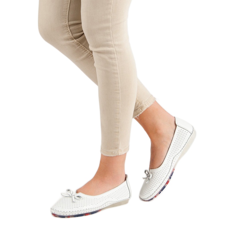 VINCEZA ažurne kožne balerinke bijela 2